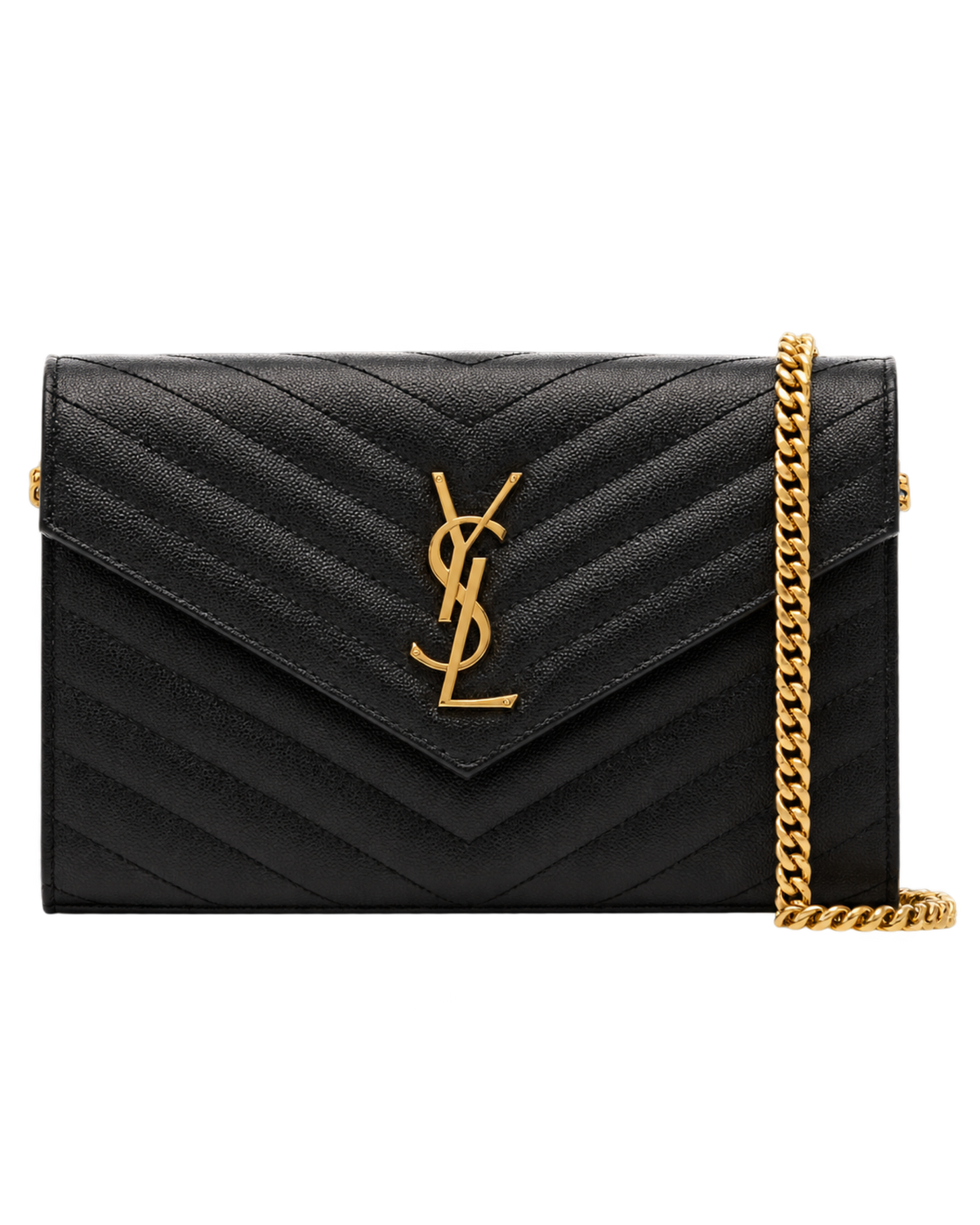 Saint Laurent Beige Quilted Leather chain on Wallet