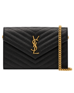Saint Laurent Beige Quilted Leather chain on Wallet