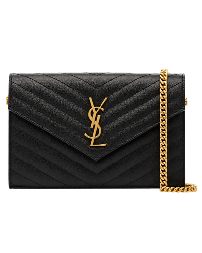 Saint Laurent Beige Quilted Leather chain on Wallet