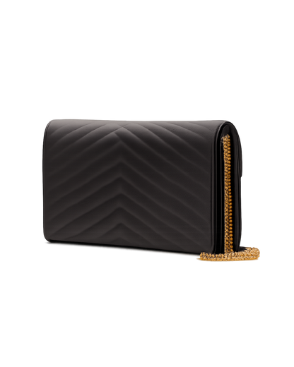 Saint Laurent Beige Quilted Leather chain on Wallet