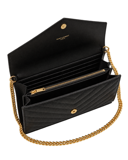 Saint Laurent Beige Quilted Leather chain on Wallet