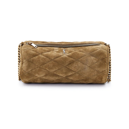 SAINT LAURENT Khaki suede shoulder bag
