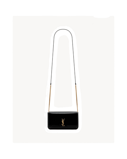 CASSANDRE phone holder IN PATENT LEATHER BLACK
