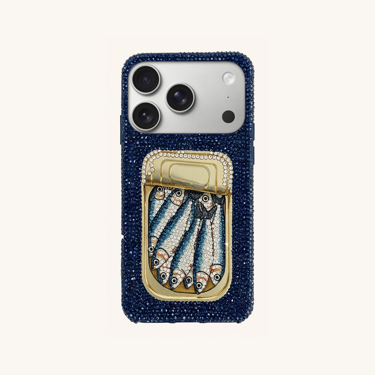Sardine Tin Artificial Crystal Phone Case - Blue