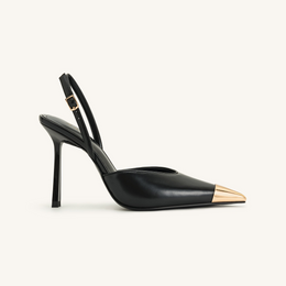 Savannah Gold Tipped Slingback Pumps - Black