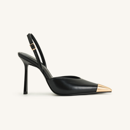 Savannah Gold Tipped Slingback Pumps - Black