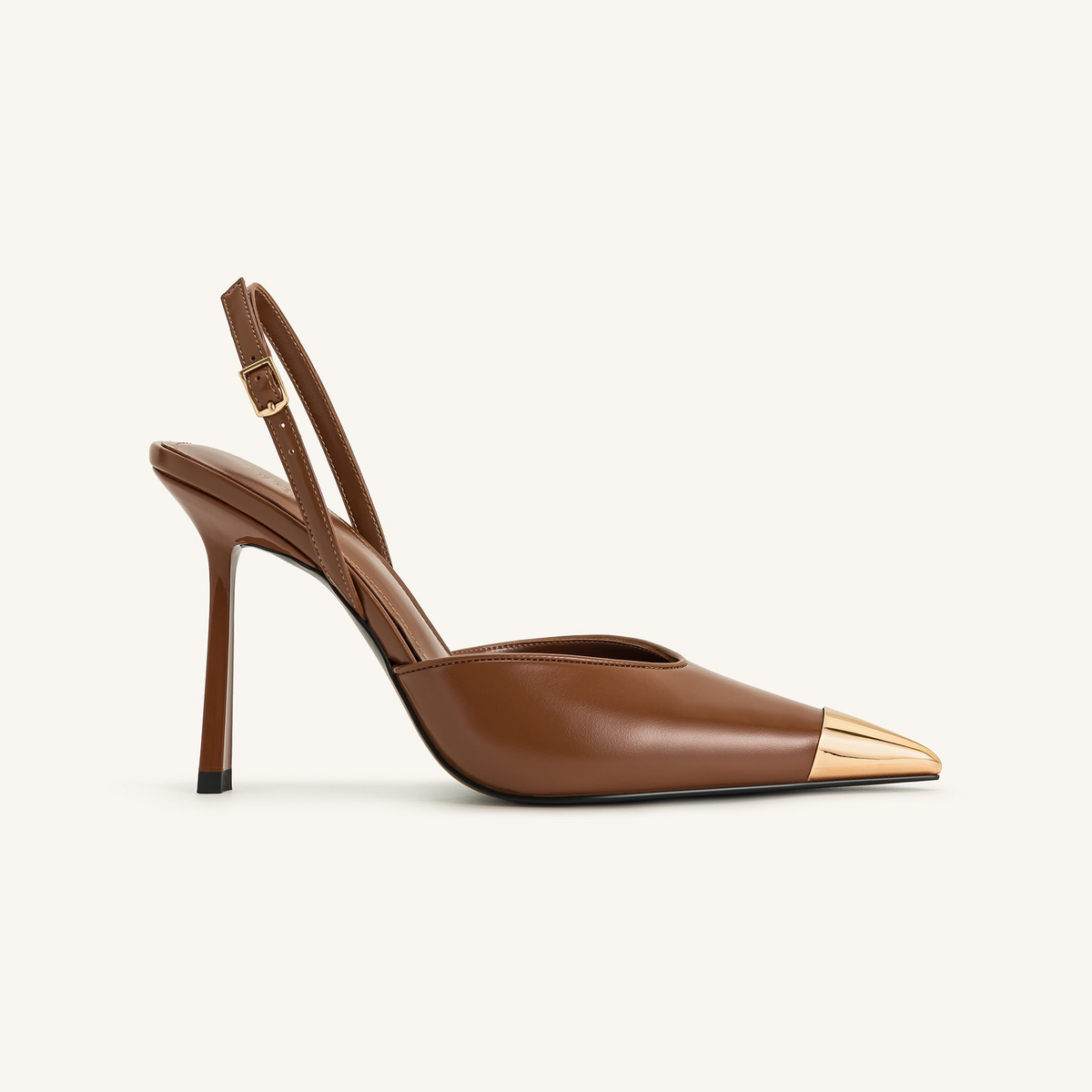 Savannah Gold Tipped Slingback Pumps - Brown