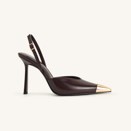 Savannah Gold Tipped Slingback Pumps - Burgundy