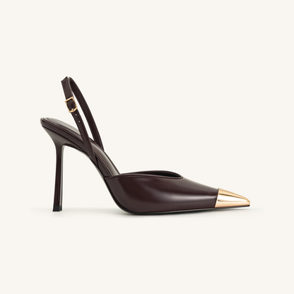 Savannah Gold Tipped Slingback Pumps - Burgundy