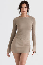 Taupe knit mini skirt