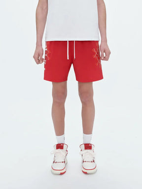 Amiri Bones Printed Swim Shorts in Red
