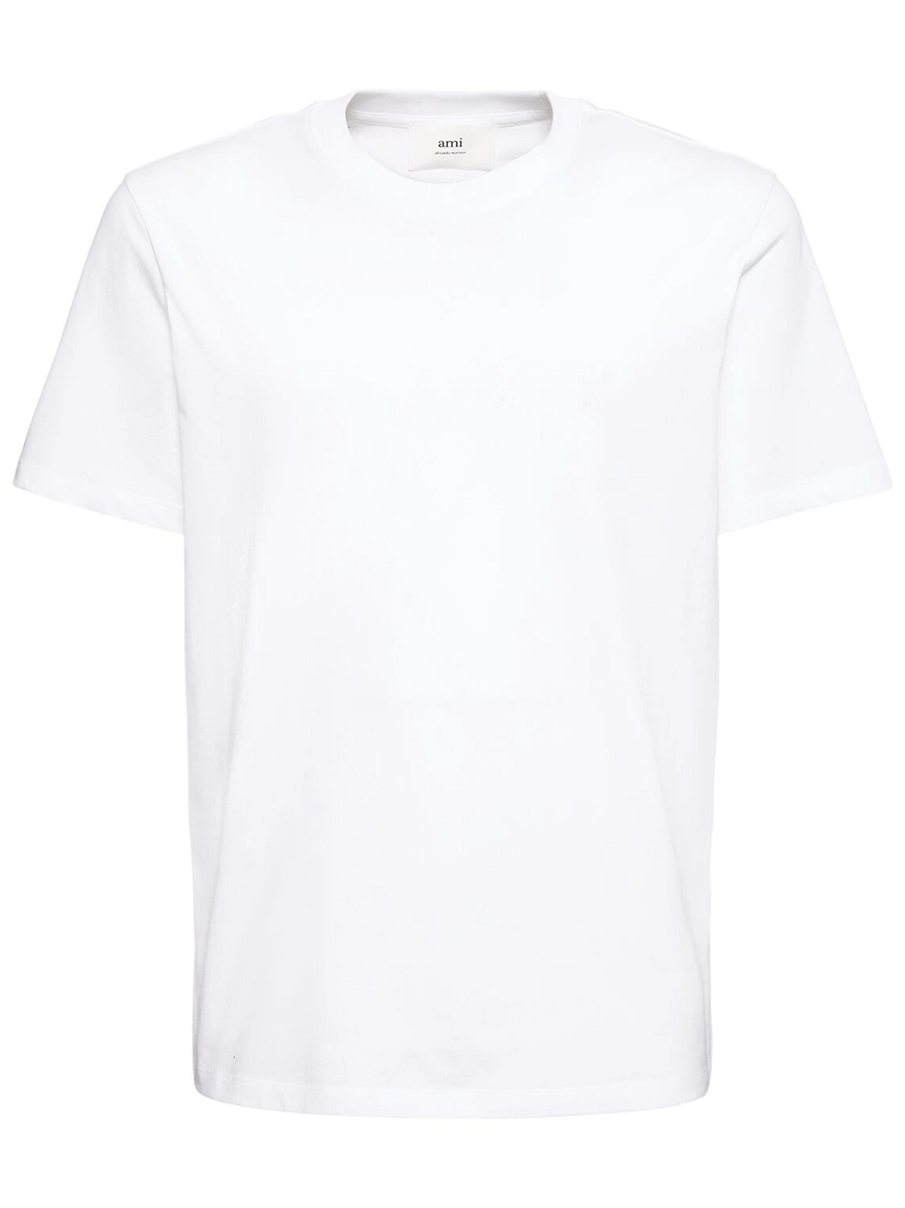 Ami Paris Ami De Coeur White Embroidered Logo T-Shirt in White