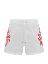 Amiri Bones Printed Swim Shorts in White