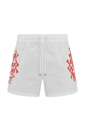 Amiri Bones Printed Swim Shorts in White