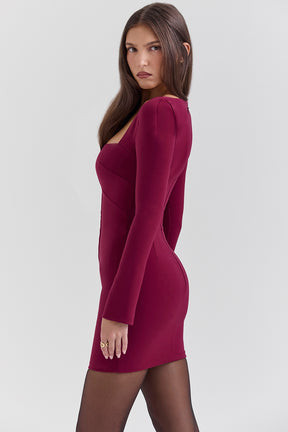 Berry bodycon mini dress