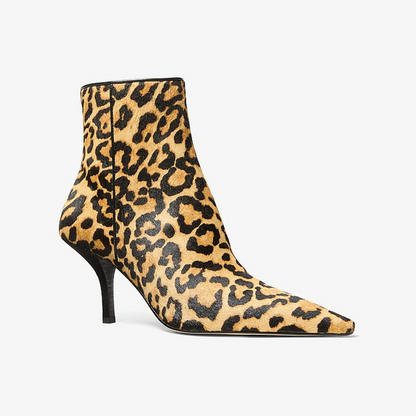 Selina Leopard Print Calf Hair Ankle Boot