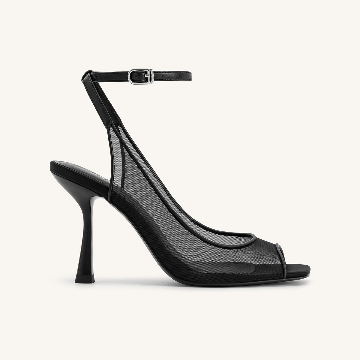 Serenity Open Toe Mesh Slingback Sandals - Black