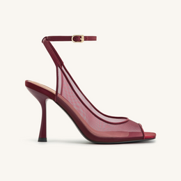 Serenity Open Toe Mesh Slingback Sandals - Burgundy