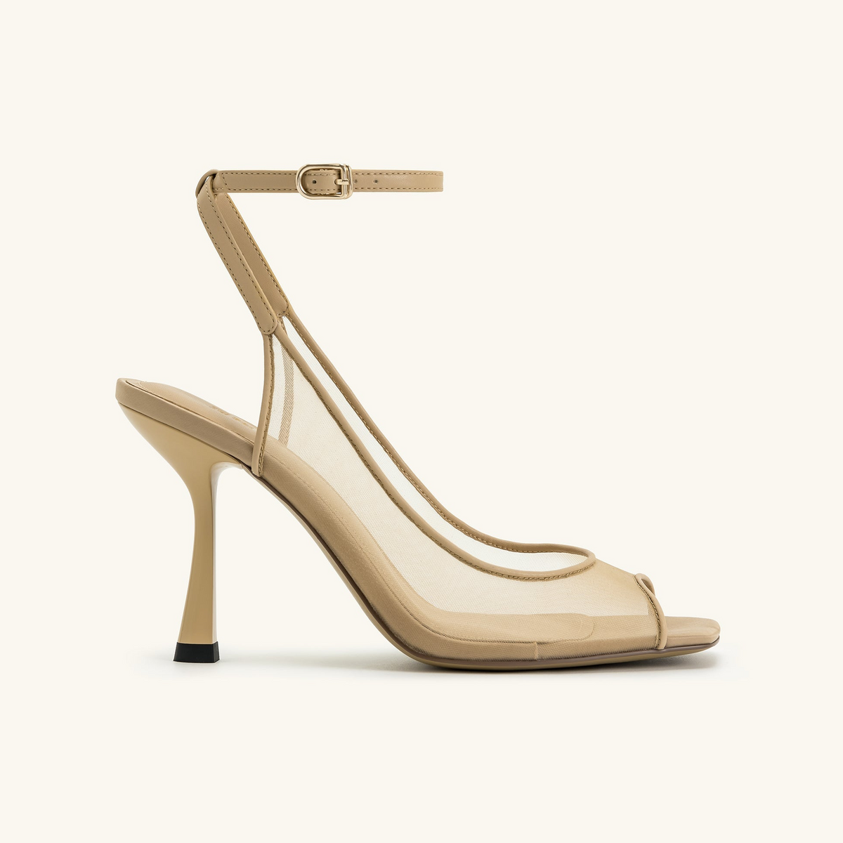 Serenity Open Toe Mesh Slingback Sandals - Khaki