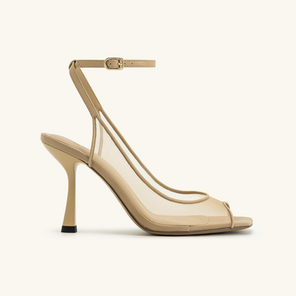 Serenity Open Toe Mesh Slingback Sandals - Khaki