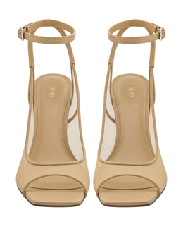 Serenity Open Toe Mesh Slingback Sandals - Khaki