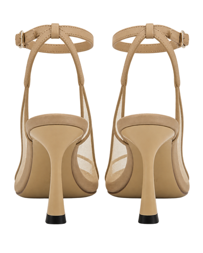Serenity Open Toe Mesh Slingback Sandals - Khaki