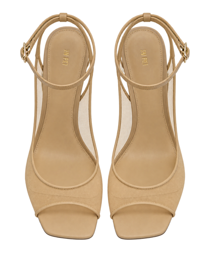 Serenity Open Toe Mesh Slingback Sandals - Khaki