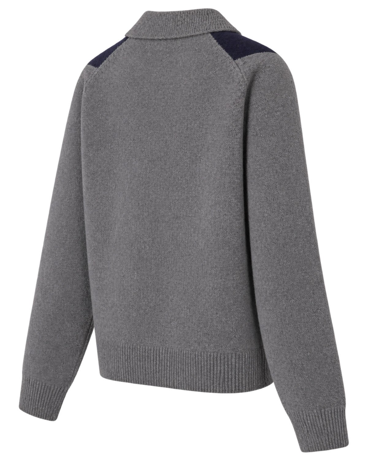 Serif Logo Argyle Cashmere Polo - Gray/Navy/Ecru