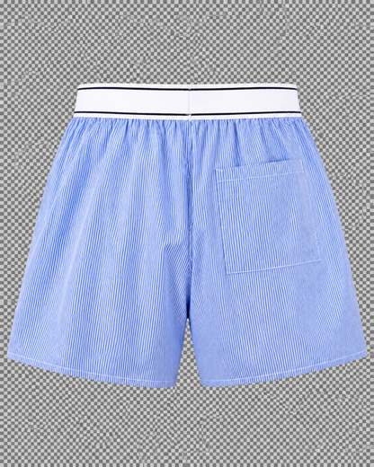 Serif Logo Boxer - Navy Stripe