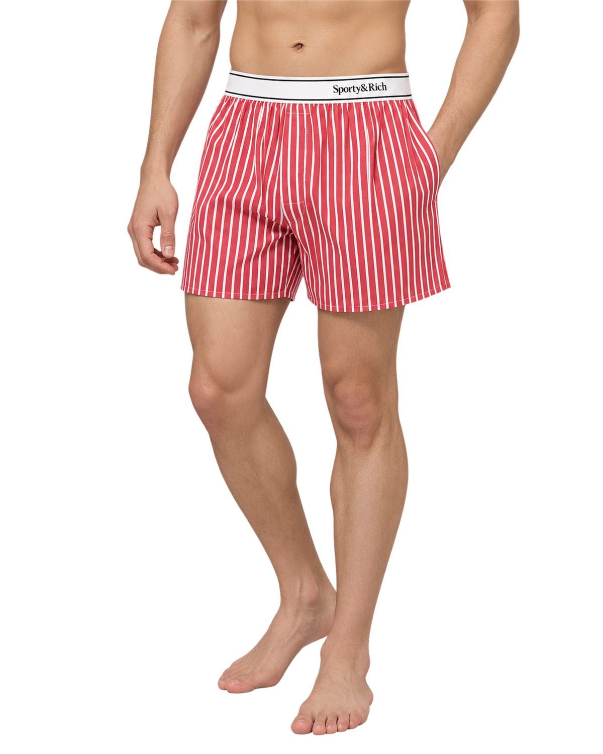 Serif Logo Boxer - Ruby Stripe