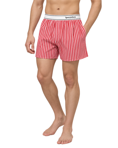 Serif Logo Boxer - Ruby Stripe