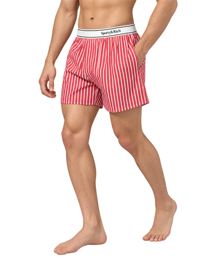 Serif Logo Boxer - Ruby Stripe
