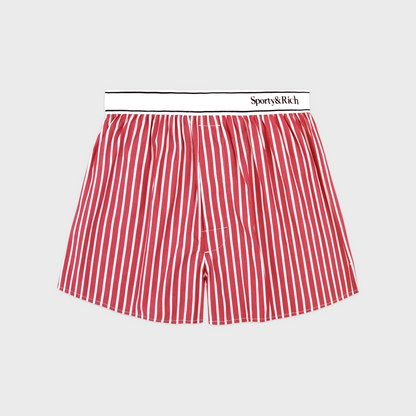 Serif Logo Boxer - Ruby Stripe