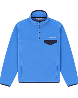 Serif Logo Buttoned Polar Sweatshirt - Azure/Light Navy
