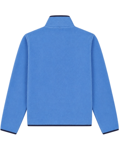 Serif Logo Buttoned Polar Sweatshirt - Azure/Light Navy