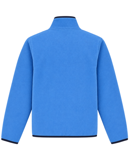 Serif Logo Buttoned Polar Sweatshirt - Azure/Light Navy