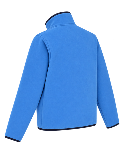 Serif Logo Buttoned Polar Sweatshirt - Azure/Light Navy