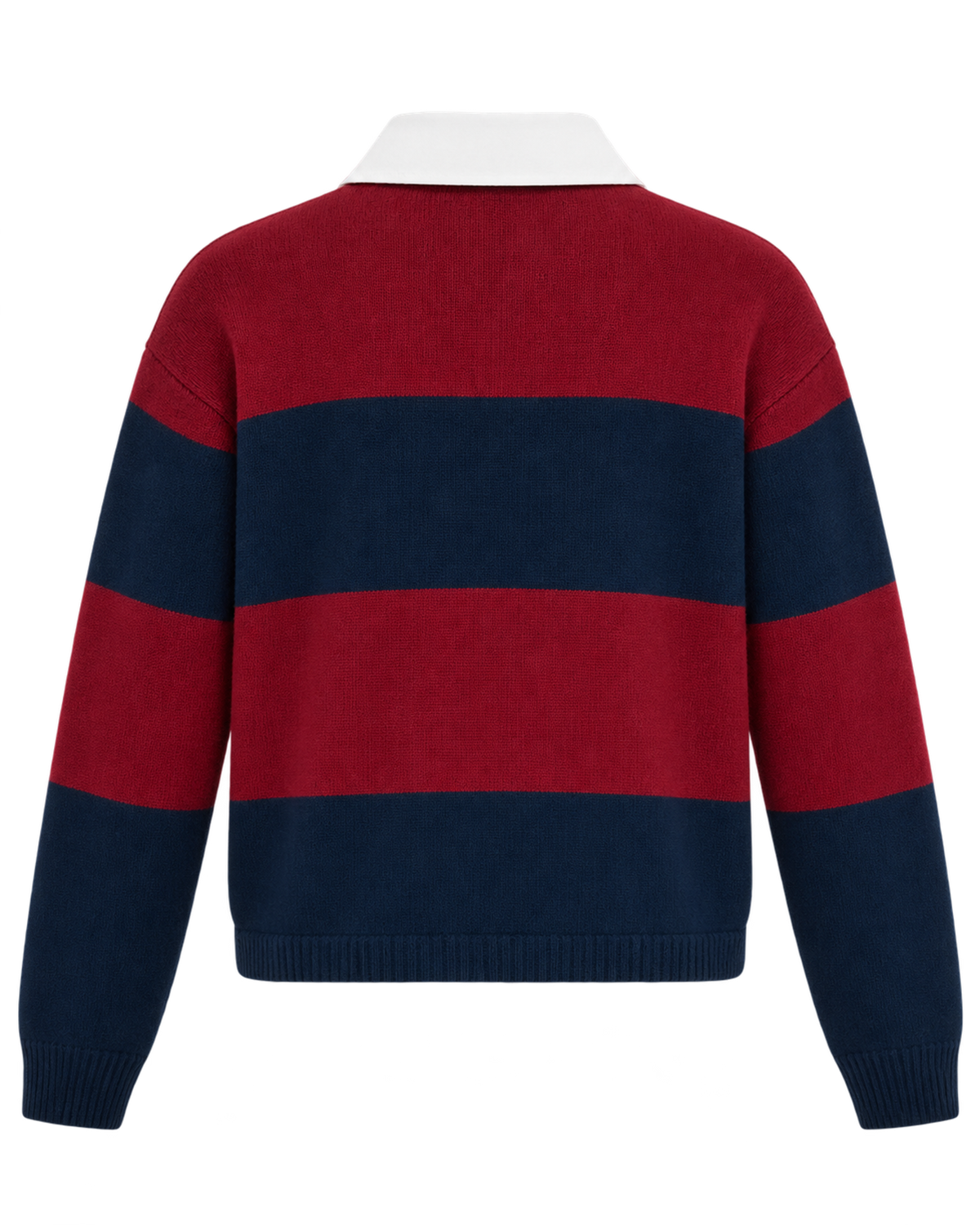 Serif Logo Cashmere Rugby Polo - Merlot/Navy/Ecru