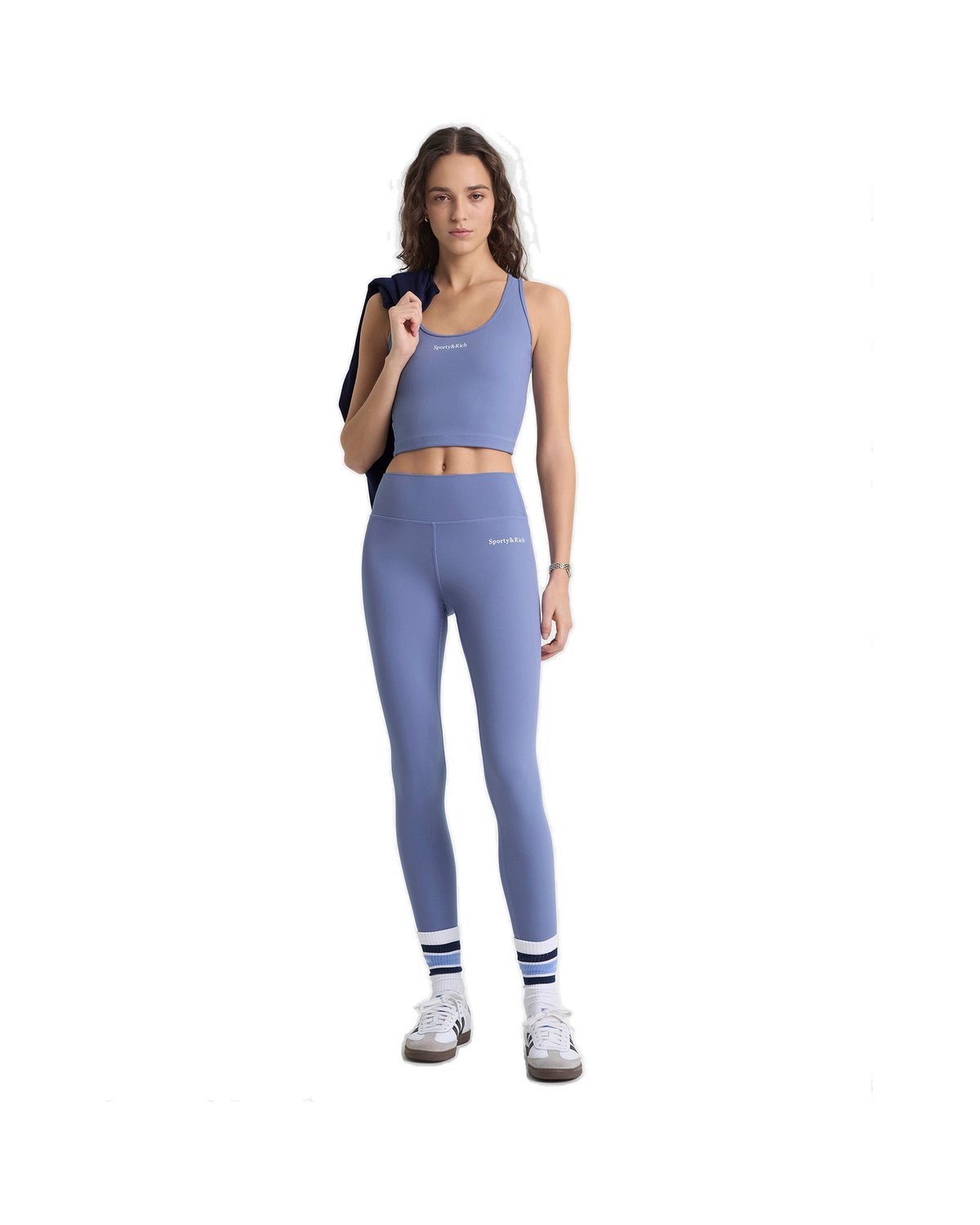 Serif Logo Legging - Colony Blue/White
