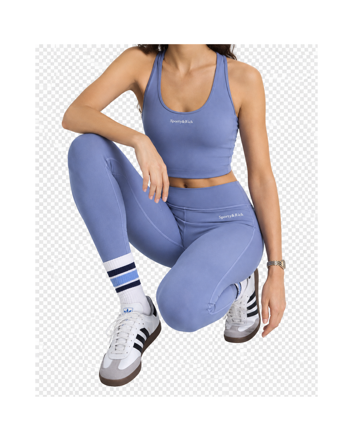 Serif Logo Legging - Colony Blue/White