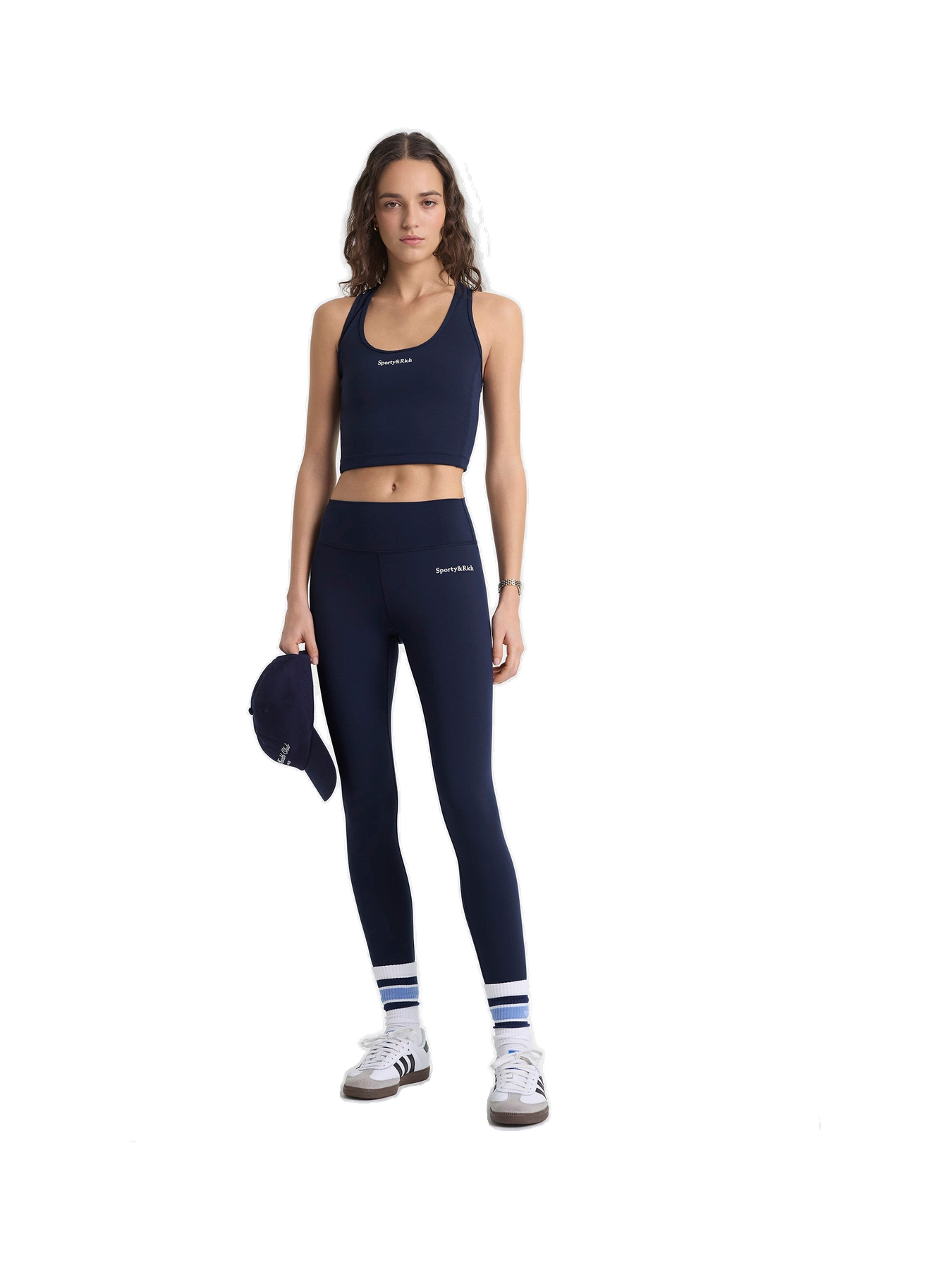 Serif Logo Legging - Navy/White