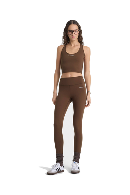 Serif Logo Legging - Toffee/White