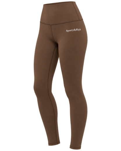 Serif Logo Legging - Toffee/White
