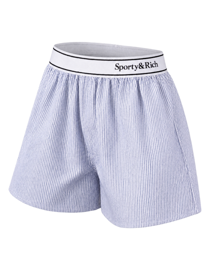 Serif Logo Oxford Boxer - Navy Stripe