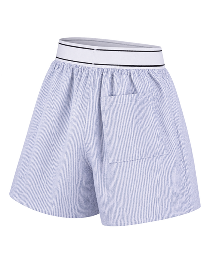 Serif Logo Oxford Boxer - Navy Stripe