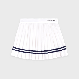 Serif Logo Pleated Skirt - White/Navy