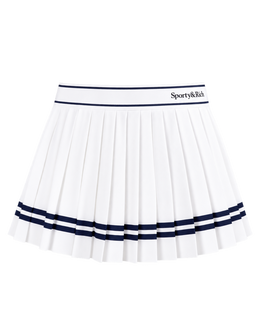 Serif Logo Pleated Skirt - White/Navy