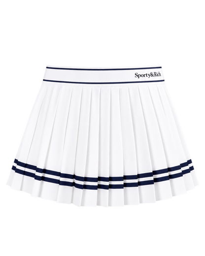Serif Logo Pleated Skirt - White/Navy