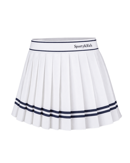 Serif Logo Pleated Skirt - White/Navy