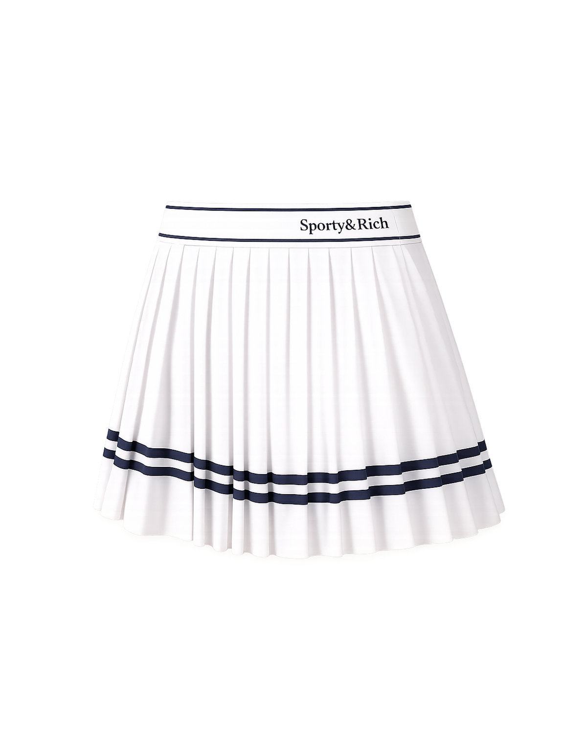 Serif Logo Pleated Skirt - White/Navy